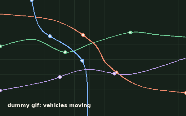 Vehicles moving along their lines. Placeholder gif.
